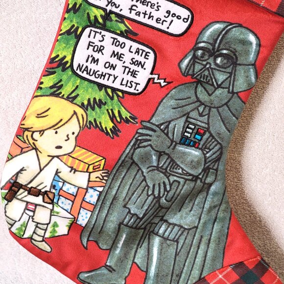 Disney Parks Star Wars Holiday Luke Skywalker Darth Vader Christmas Stocking NWT - Picture 2 of 5